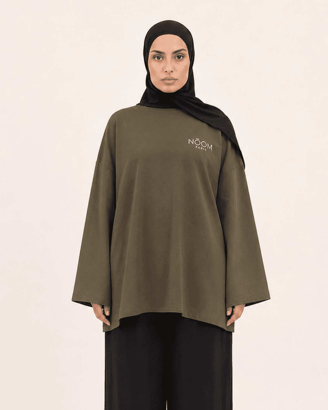 T-shirt oversize manches longues, coloris Kaki